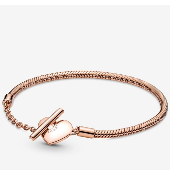 Pandora Moments Heart T-Bar Snake Chain Bracelet - Picture 1 of 6